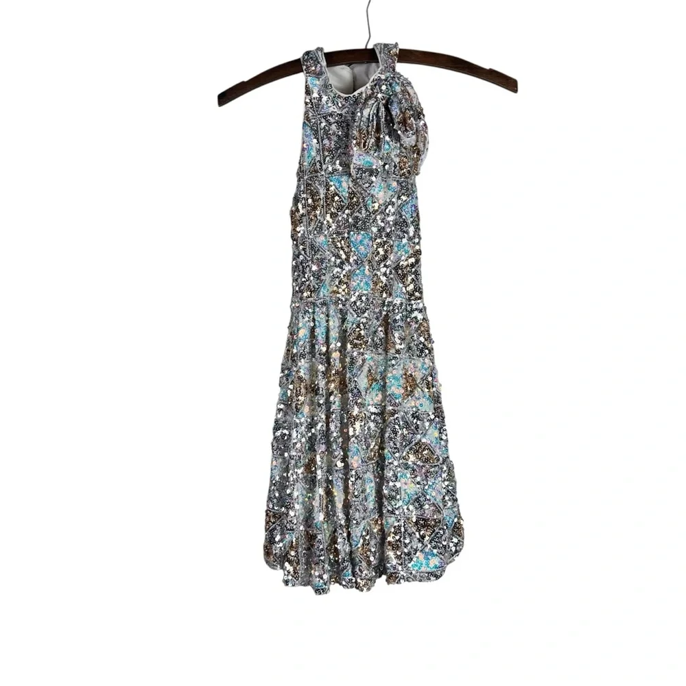 GB Girls Halter Nevk Sequined Fit and Flare Girls‎ Dress SZ 7